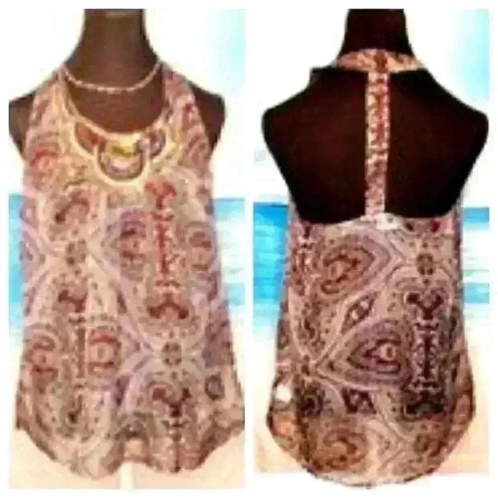 MIMO FRESH & SWEET Womans SHEER Raceback Top BOHO Casual VINTAGE Shirt size Sm - Picture 2 of 5